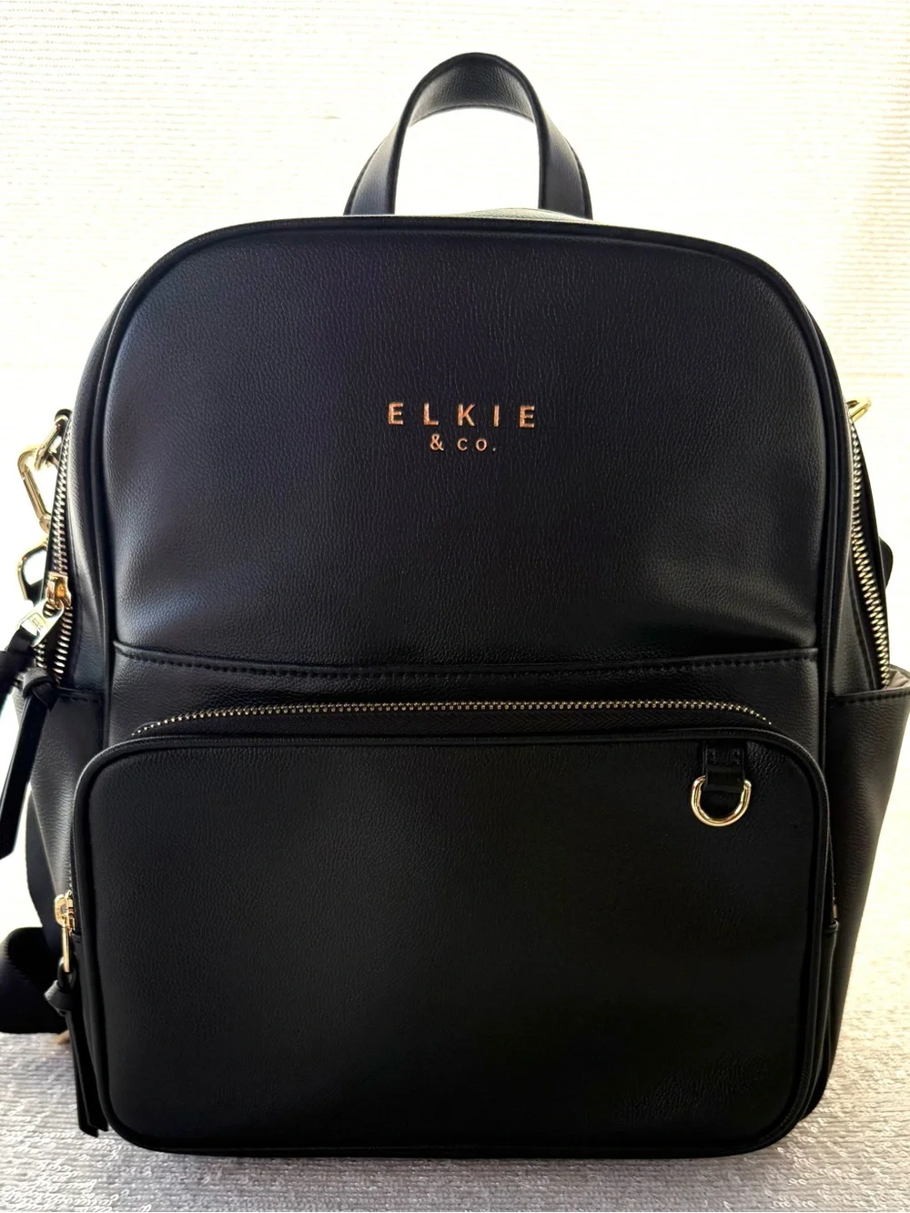 ELKIE & CO. Black Faux Leather Backpack